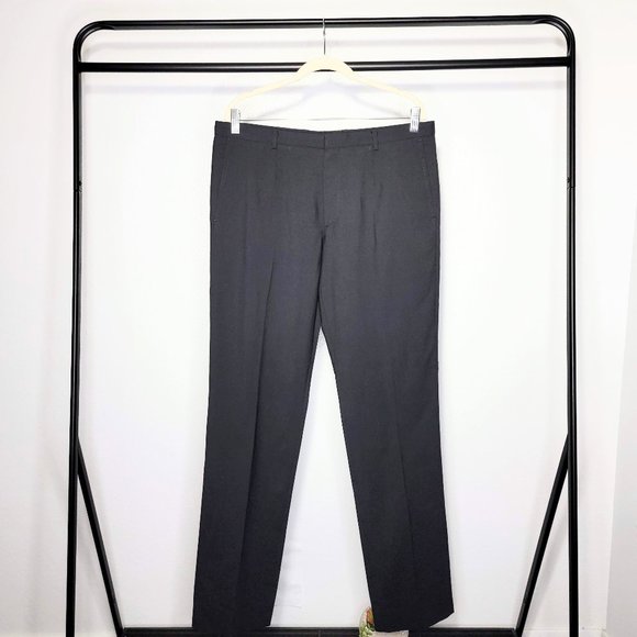 Hugo Boss Men's Black Wool Blend Flat Front Dress Pants Size 42L/US 36